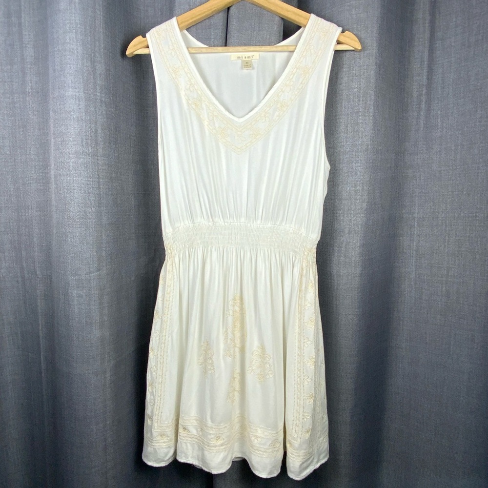 Miami Creamy White Sleeveless Dress Embroidered Bridal Shower Bachelorette